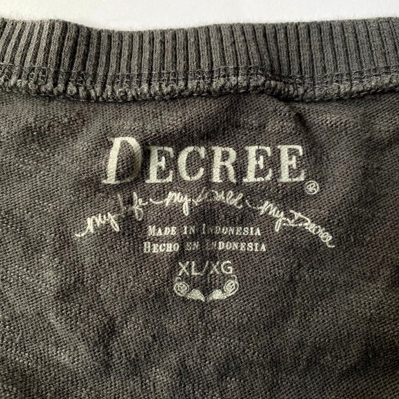 Decree Sweater Womens XL Gray Button Down Fringe Short Sleeves FLAW - Picture 3 of 12